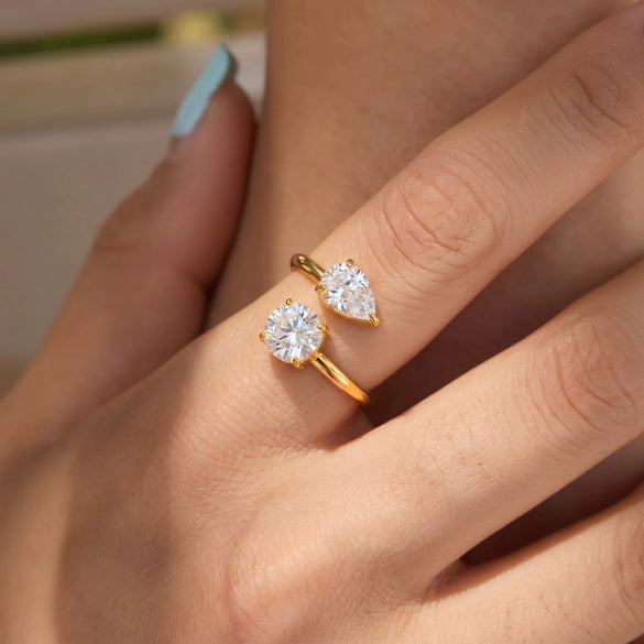 Wholesale Women's Minimalist Geometric Stainless Steel Open Ring With Pvd Furnace Vacuum Real Gold Plating