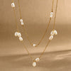 Wholesale Women's Minimalist Geometric Stainless Steel Pearl Necklace With Pvd Furnace Vacuum Real Gold Plating