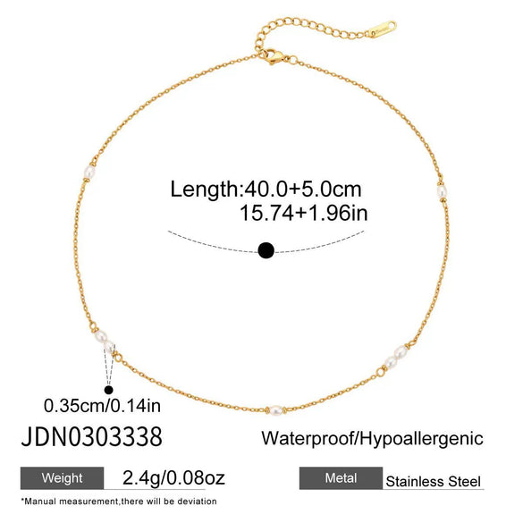 Wholesale Women's Minimalist Geometric Stainless Steel Pearl Necklace With Pvd Furnace Vacuum Real Gold Plating