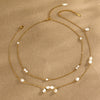 Wholesale Women's Minimalist Geometric Stainless Steel Pearl Necklace With Pvd Furnace Vacuum Real Gold Plating