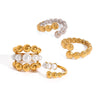 Wholesale Women's Minimalist Geometric Stainless Steel Pearl Ring With Electroplating