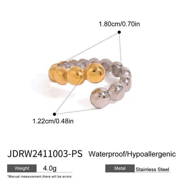 Wholesale Women's Minimalist Geometric Stainless Steel Pearl Ring With Electroplating