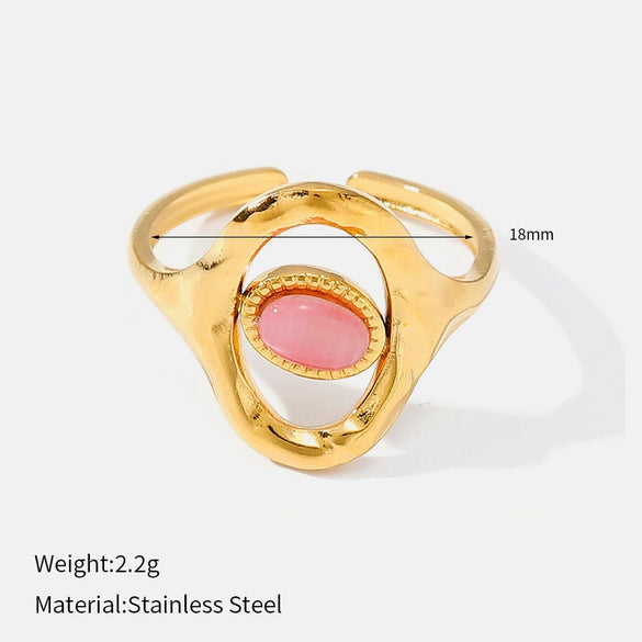Wholesale Women's Minimalist Geometric Stainless Steel Polished Electroplated Openended Ring Jewelry
