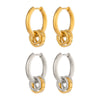 Wholesale Women's Minimalist Geometric Stainless Steel Pvd Furnace Vacuum Real Gold Plated Hoop Pendant Earrings