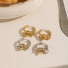 Wholesale Women's Minimalist Geometric Stainless Steel Pvd Furnace Vacuum Real Gold Plated Hoop Pendant Earrings