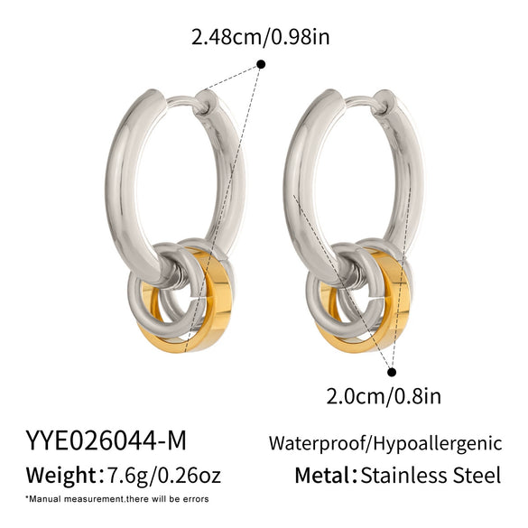Wholesale Women's Minimalist Geometric Stainless Steel Pvd Furnace Vacuum Real Gold Plated Hoop Pendant Earrings