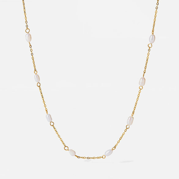 Wholesale Women's Minimalist Geometric Stainless Steel Real Gold Plated Necklace