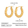 Wholesale Women's Minimalist Geometric Stainless Steel Twist Hoop Earrings With Vacuum Real Gold Plating
