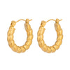 Wholesale Women's Minimalist Geometric Stainless Steel Twist Hoop Earrings With Vacuum Real Gold Plating
