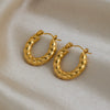Wholesale Women's Minimalist Geometric Stainless Steel Twist Hoop Earrings With Vacuum Real Gold Plating