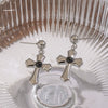 Wholesale Women's Minimalist Geometric Stainless Steel Vacuum Real Gold Plated Cross Pendant Earrings
