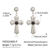 Wholesale Women's Minimalist Geometric Stainless Steel Vacuum Real Gold Plated Cross Pendant Earrings