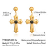 Wholesale Women's Minimalist Geometric Stainless Steel Vacuum Real Gold Plated Cross Pendant Earrings