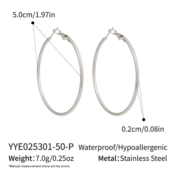 Wholesale Women's Minimalist Geometric Stainless Steel Vacuum Real Gold Plated Hoop Earrings