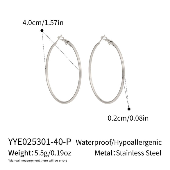 Wholesale Women's Minimalist Geometric Stainless Steel Vacuum Real Gold Plated Hoop Earrings