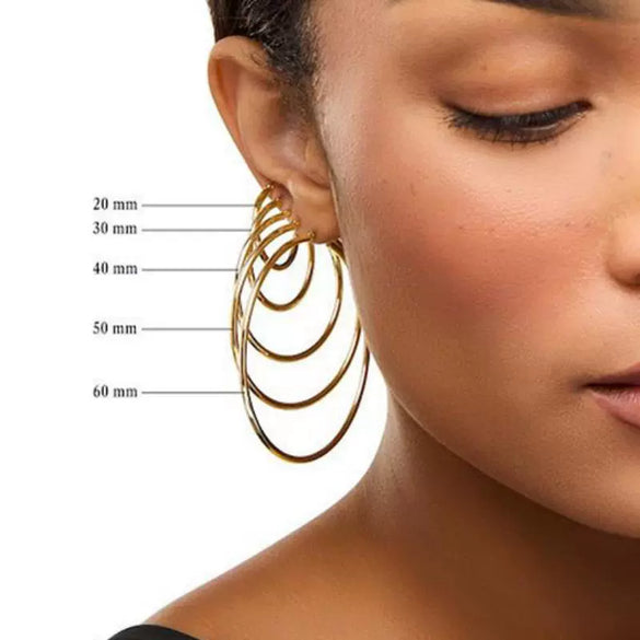 Wholesale Women's Minimalist Geometric Stainless Steel Vacuum Real Gold Plated Hoop Earrings