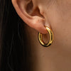 Wholesale Women's Minimalist Geometric Stainless Steel Vacuum Real Gold Plated Hoop Earrings