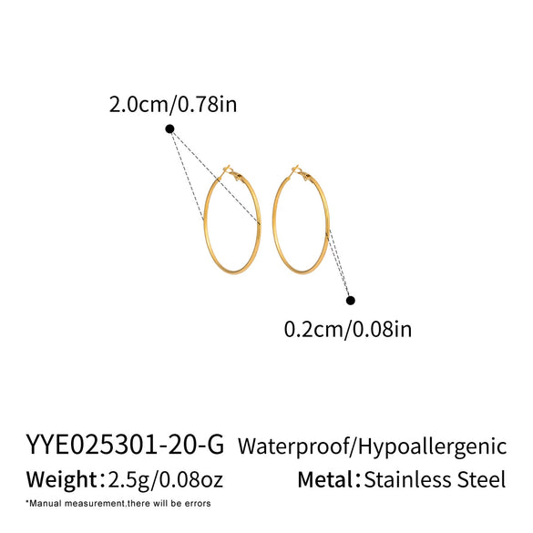 Wholesale Women's Minimalist Geometric Stainless Steel Vacuum Real Gold Plated Hoop Earrings