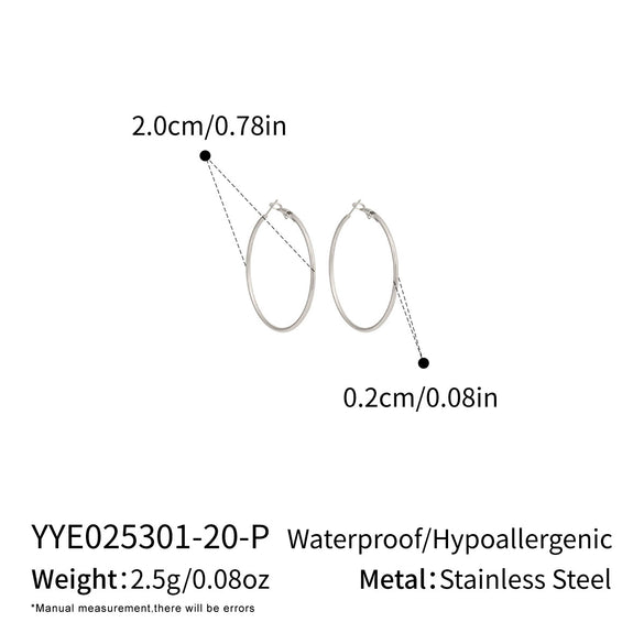 Wholesale Women's Minimalist Geometric Stainless Steel Vacuum Real Gold Plated Hoop Earrings