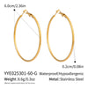 Wholesale Women's Minimalist Geometric Stainless Steel Vacuum Real Gold Plated Hoop Earrings