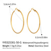 Wholesale Women's Minimalist Geometric Stainless Steel Vacuum Real Gold Plated Hoop Earrings