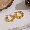 Wholesale Women's Minimalist Geometric Stainless Steel Vacuum Real Gold Plated Hoop Earrings