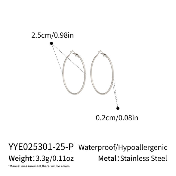 Wholesale Women's Minimalist Geometric Stainless Steel Vacuum Real Gold Plated Hoop Earrings