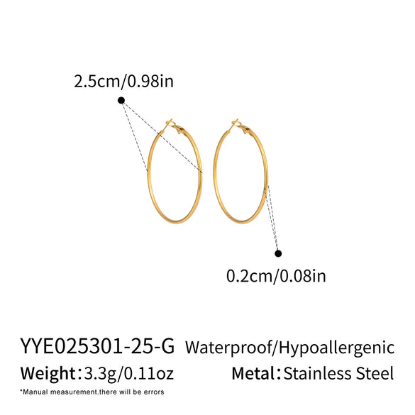 Wholesale Women's Minimalist Geometric Stainless Steel Vacuum Real Gold Plated Hoop Earrings