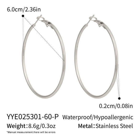 Wholesale Women's Minimalist Geometric Stainless Steel Vacuum Real Gold Plated Hoop Earrings