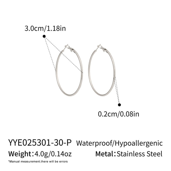 Wholesale Women's Minimalist Geometric Stainless Steel Vacuum Real Gold Plated Hoop Earrings