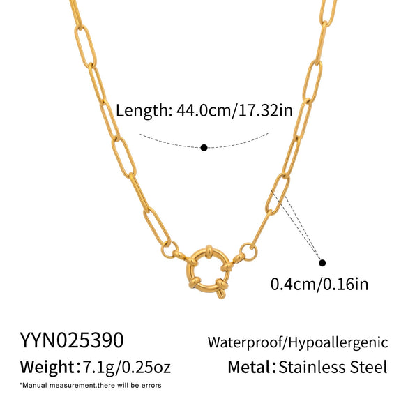 Wholesale Women's Minimalist Geometric Stainless Steel Vacuumplated 18K Gold Spring Clasp Pendant Snake Bone Fishing Line Chain Necklace