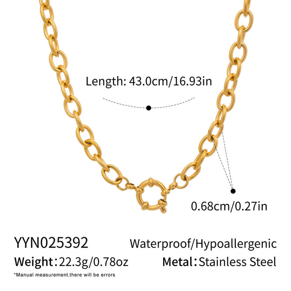 Wholesale Women's Minimalist Geometric Stainless Steel Vacuumplated 18K Gold Spring Clasp Pendant Snake Bone Fishing Line Chain Necklace