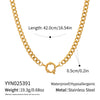 Wholesale Women's Minimalist Geometric Stainless Steel Vacuumplated 18K Gold Spring Clasp Pendant Snake Bone Fishing Line Chain Necklace
