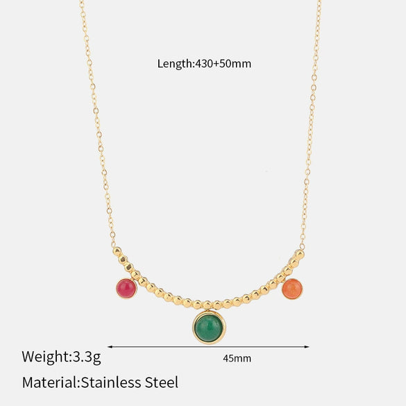Wholesale Women's Minimalist Geometric Titanium Steel And Stainless Steel Goldplated Round Pendant Oshaped Chain Necklace