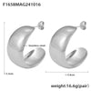 Wholesale Women's Minimalist Geometric Titanium Steel Electroplated Cshaped Wide Glaze Earrings