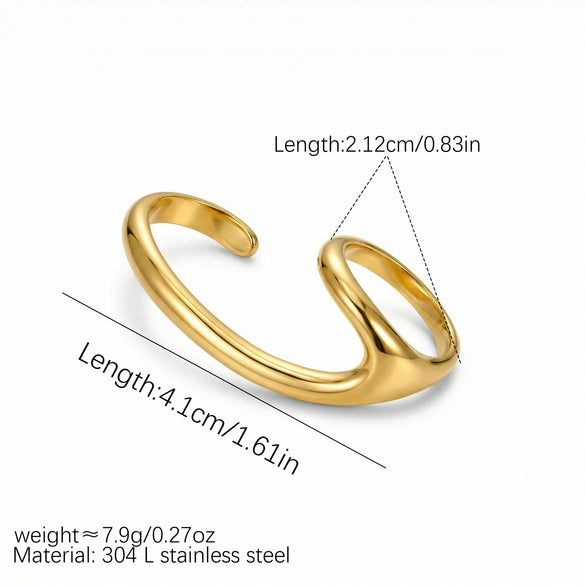 Wholesale Women's Minimalist Geometric Titanium Steel Electroplated Curved Gold Ring