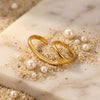 Wholesale Women's Minimalist Geometric Titanium Steel Electroplated Curved Gold Ring