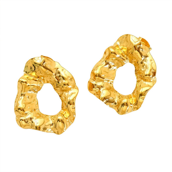Wholesale Women's Minimalist Geometric Ushaped Titanium Steel Electroplated Earrings And Ring