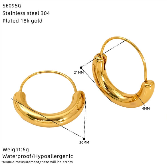 Wholesale Women's Minimalist Geometric Ushaped Titanium Steel Electroplated Earrings And Ring