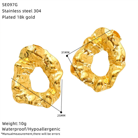 Wholesale Women's Minimalist Geometric Ushaped Titanium Steel Electroplated Earrings And Ring