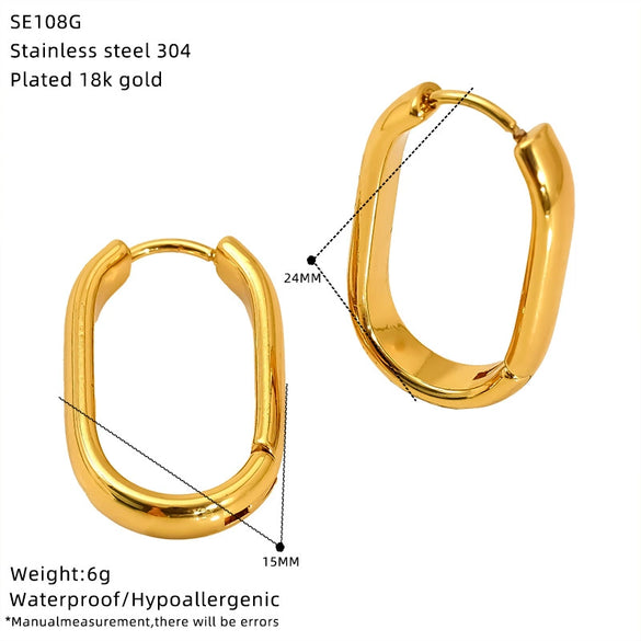Wholesale Women's Minimalist Geometric Ushaped Titanium Steel Electroplated Earrings And Ring