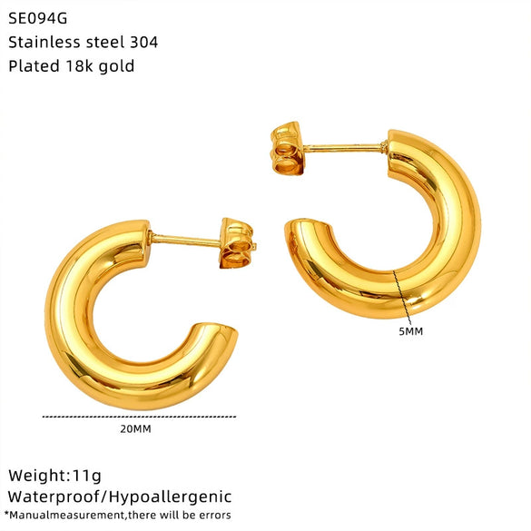 Wholesale Women's Minimalist Geometric Ushaped Titanium Steel Electroplated Earrings And Ring