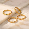 Wholesale Women's Minimalist Geometric Wavy Edge Eightpointed Star Stackable Ring Titanium Steel 18K Gold Plated Diamondstudded
