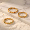 Wholesale Women's Minimalist Geometric Wavy Edge Eightpointed Star Stackable Ring Titanium Steel 18K Gold Plated Diamondstudded