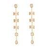 Wholesale Women's Minimalist Geometric White Zircon Tassel Earrings In 18K Gold Plated Stainless Steel