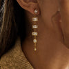 Wholesale Women's Minimalist Geometric White Zircon Tassel Earrings In 18K Gold Plated Stainless Steel