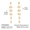 Wholesale Women's Minimalist Geometric White Zircon Tassel Earrings In 18K Gold Plated Stainless Steel