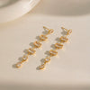 Wholesale Women's Minimalist Geometric White Zircon Tassel Earrings In 18K Gold Plated Stainless Steel