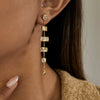 Wholesale Women's Minimalist Geometric White Zircon Tassel Earrings In 18K Gold Plated Stainless Steel