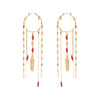 Wholesale Women's Minimalist Geometric Zinc Alloy Exaggerated Tassel Feather Multilayer Earrings With Electroplating